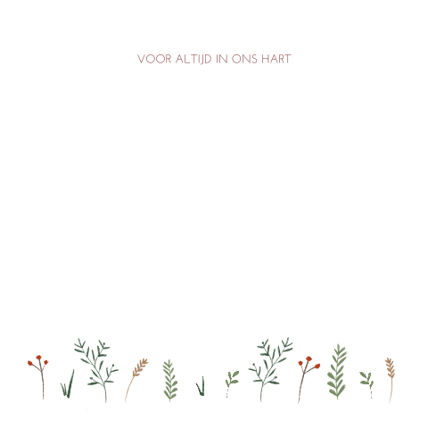 Tweeluik geboorte-rouwkaartje met doorkijk en bloemen illustratie