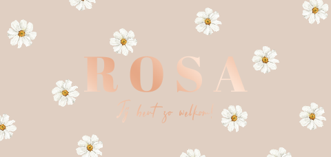 Geboortekaartje meisje witte madeliefjes bloemen roze rosefolie druk