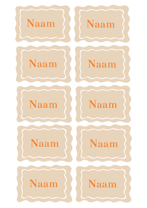 Naamkaartjes golvende organische vorm voor tafelsetting bruiloft