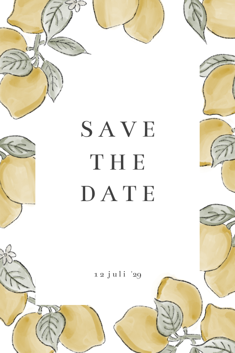 Save the date kaart italiaanse zomerse stijl met citroenen