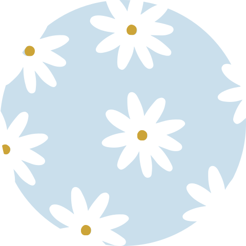 Sluitsticker enveloppe madeliefjes bloemen wit blauw oker kleur