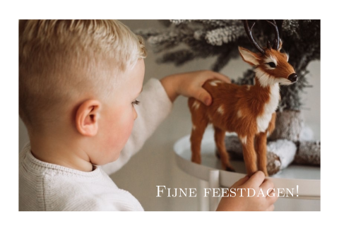 Kerstkaart met foto van kind en kerstwens