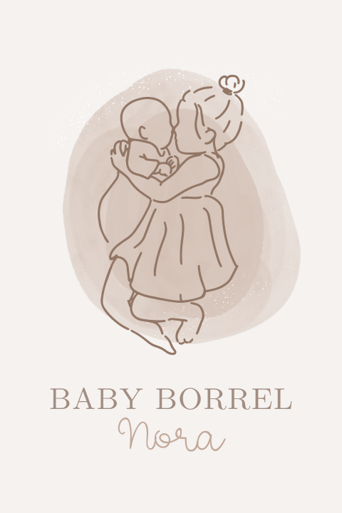 Kraamfeest babyborrel kaartje lijntekening zusjes geboortekaartje