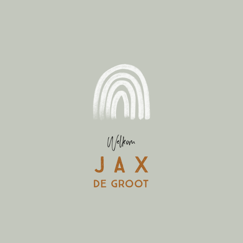 Stoer dubbelzijdig geboortekaartje voor een jongen met regenboog