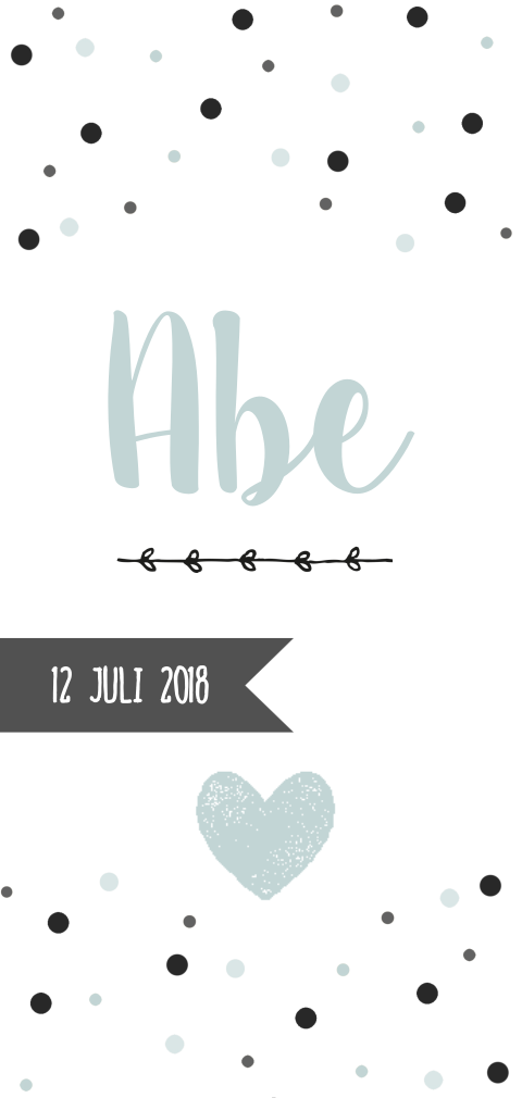 Stoer geboortekaartje met confetti en label