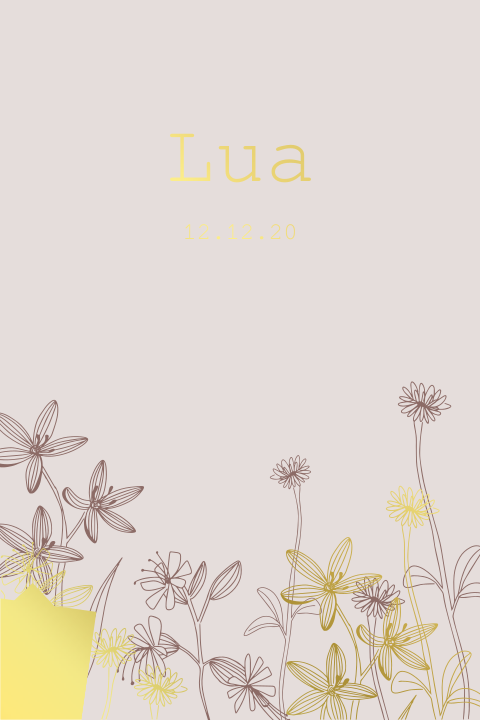 Poster met botanische tekening en foliedruk