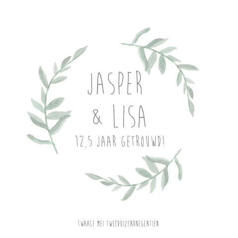 Jubileum kaartje met watercolor takjes