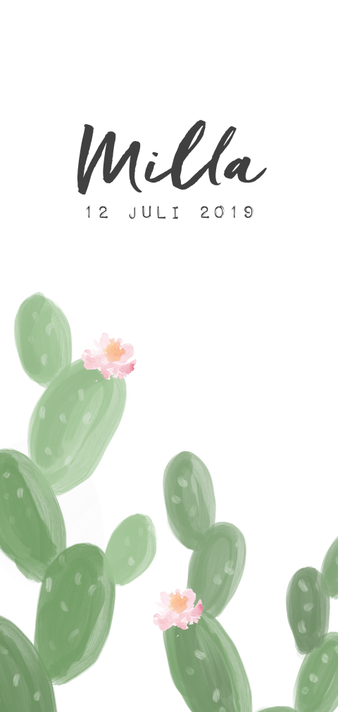 Stoer geboortekaartje met cactussen