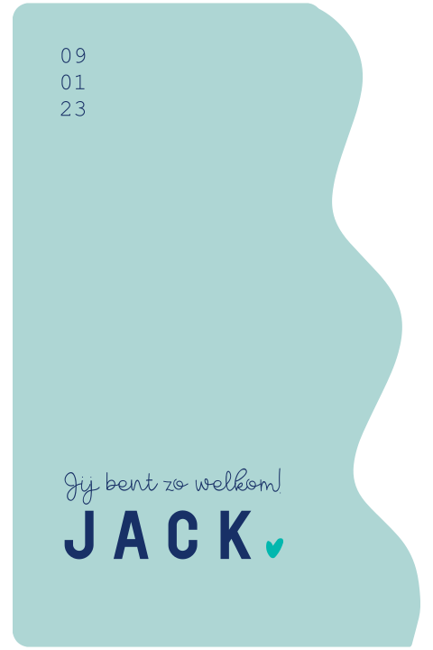 Geboortekaartje jongen bijzondere vorm neon felle kleur blauw groen
