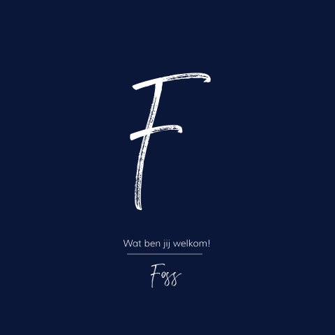 Minimalistische geboortekaart voor een jongen met letter