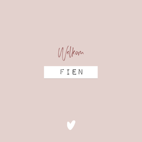 Minimalistisch geboortekaartje met labeltje voor een meisje