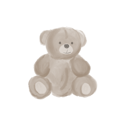 Sluitstickers rond met lief bruin geschilderd beertje geboortekaartje