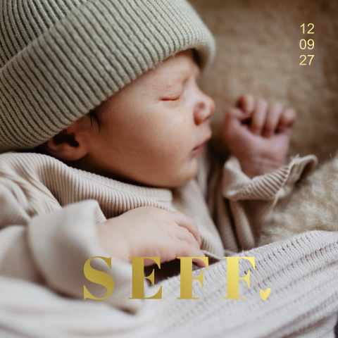 Geboortekaartje jongen meisje tekst hartje in goudfolie newborn foto
