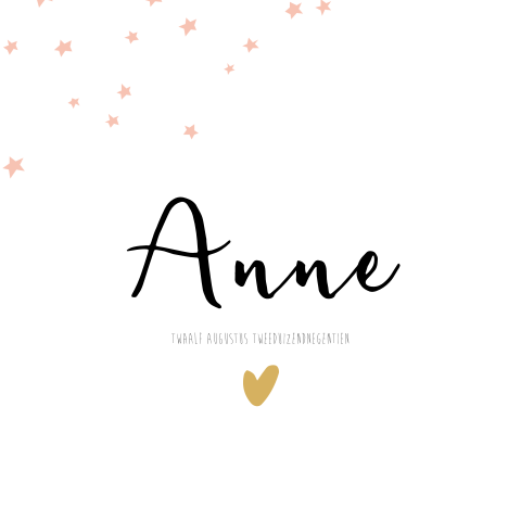 Lief geboortekaartje met sterretjes en hartje