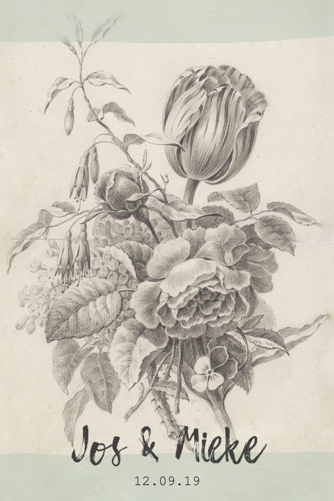 Trouwkaart met bloemen