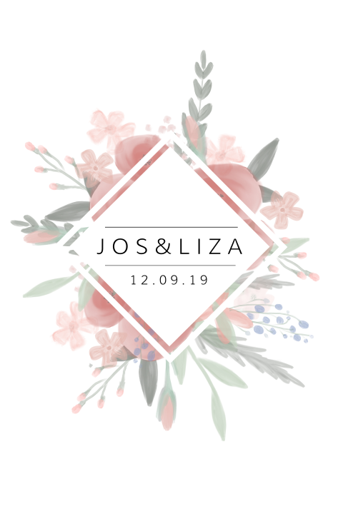 Trouwkaart met bloemen en pastelkleuren