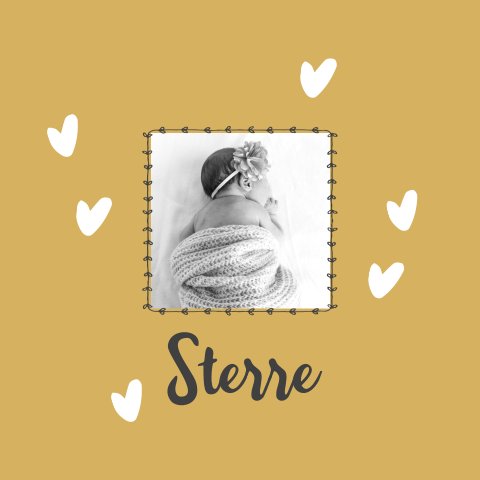 Lief en rustig geboortekaartje met foto