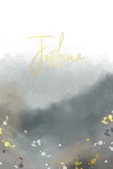 Poster voor jongens met watercolor vlekken en goudfolie