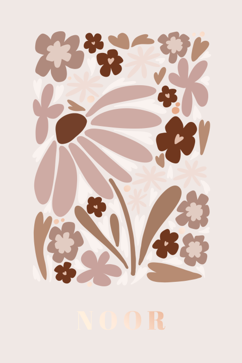 Geboortekaartje meisje bloemen print roze rosefolie