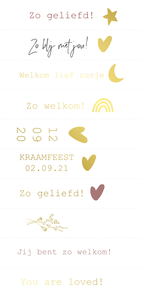 DIY labelkaartje 2,1x10cm, 10stuks met foliedruk