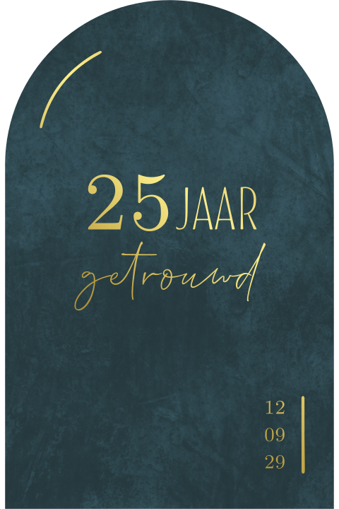 jubileum kaart 25 jaar in boogvorm blauwe velvet goudfolie