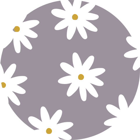 Sluitsticker enveloppe madeliefjes bloemen wit paars oker kleur