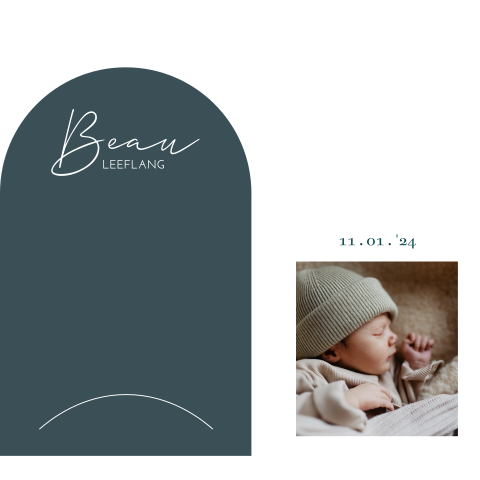 geboortekaartje jongen stapelset met polaroid newborn foto blauw