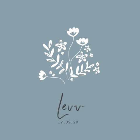 Lief geboortekaartje voor een jongen met bloemen