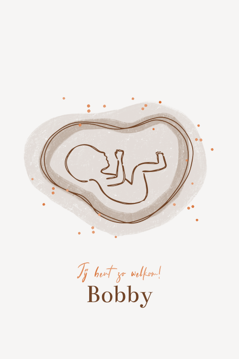 Poster voor op de babykamer met lijntekening van de echo foliedruk