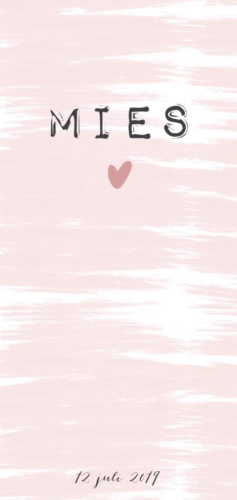 Lief en rustig kaartje met roze verf