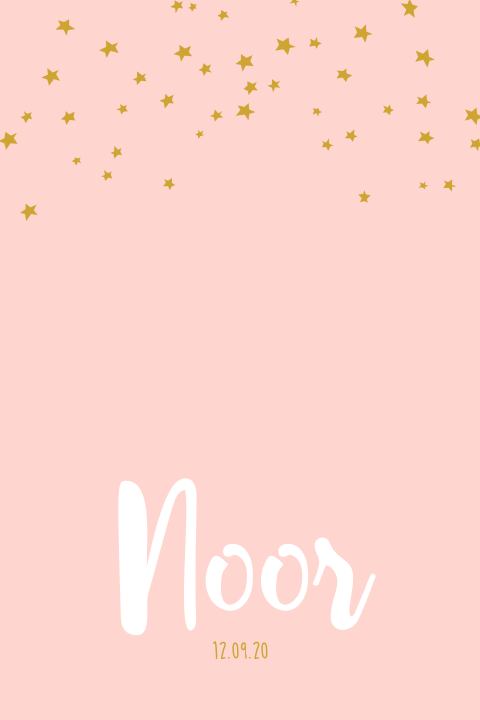 Roze geboortekaartje voor een meisje met sterren