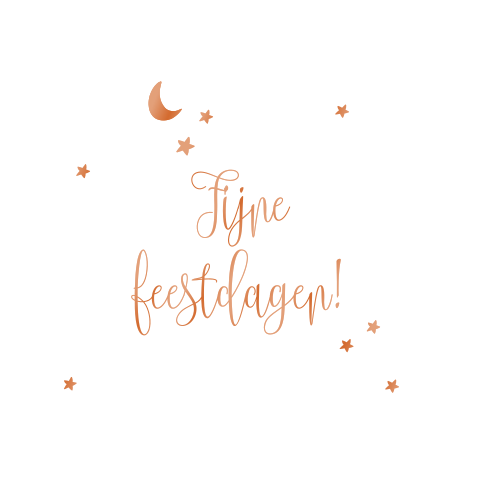Kerstkaart met sterren en maan in koperfolie