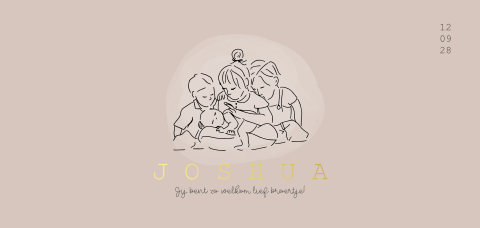 Geboortekaartje jongen meisje lijntekening broers en zussen baby