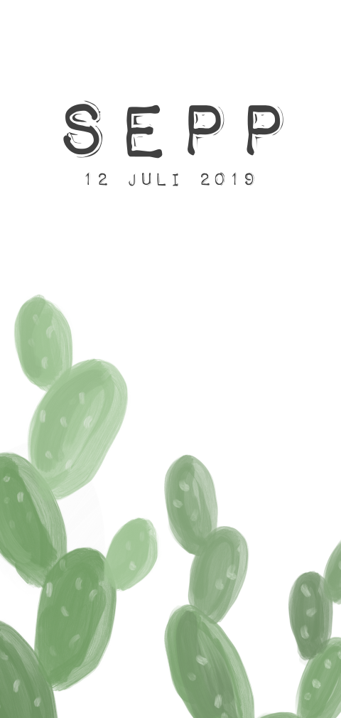 Stoer geboortekaartje met cactussen