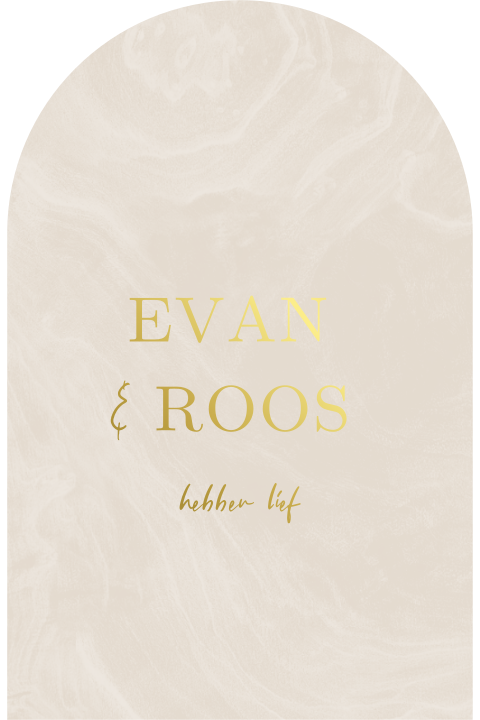 Trouwkaart met beige marmerlook achtergrond en goudfolie