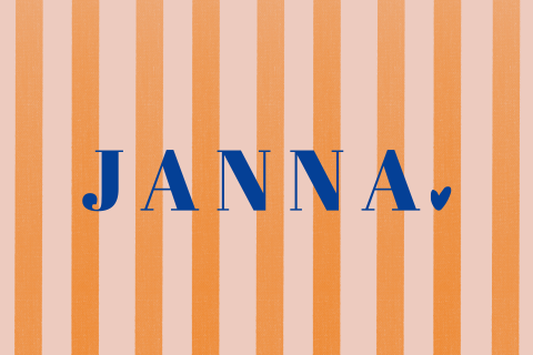 geboortekaartje meisje color blocking oranje strepen met blauw