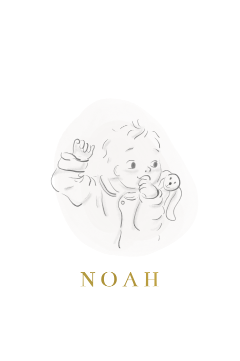 Vintage geboortekaartje jongen meisje tekening baby retro