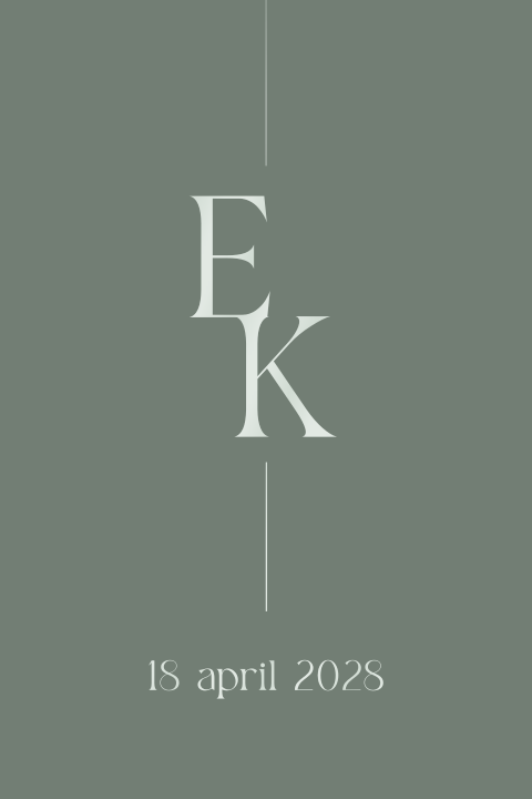 Minimalistische trouwkaart met logo groen en lakfolie