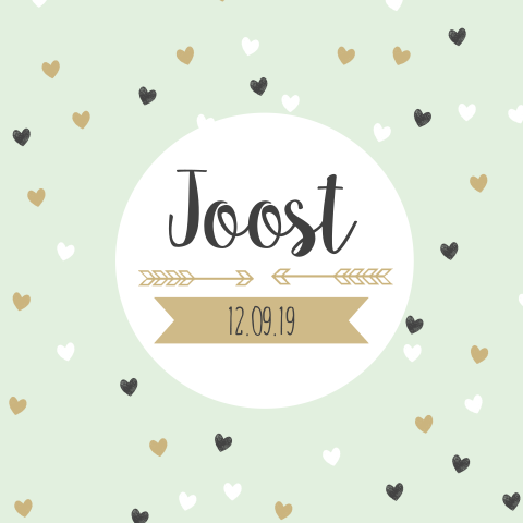 Lief en hip geboortekaartje met confetti