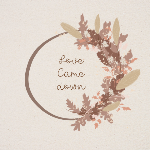 christelijke kerstkaart in droogbloemen krans love came down