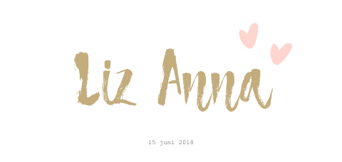Lief geboortekaartje voor een meisje met goudkleurige letters
