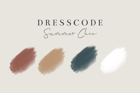 Dresscode kaartje beige met neutrale tinten voor gasten op bruiloft