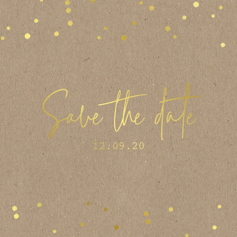 Save the date kaart met karton achtergrond en foliedruk