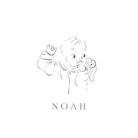 vintage geboortekaartje jongen tekening baby retro
