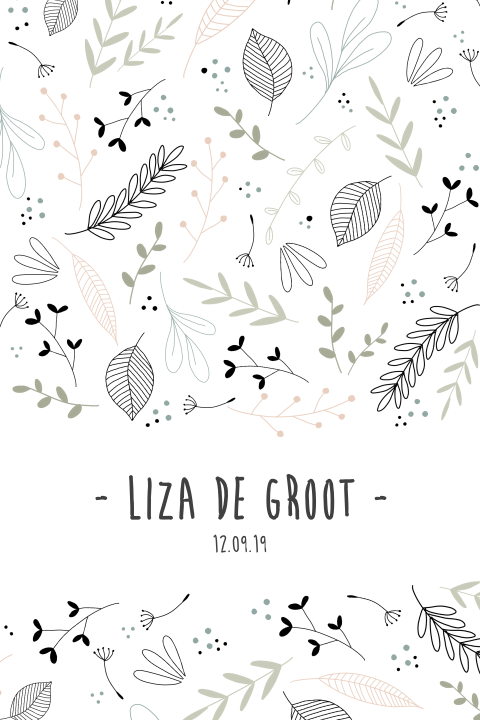 Lief geboortekaartje met bloemetjes print
