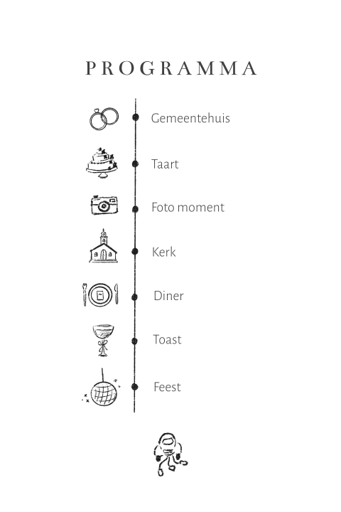 Dagprogramma voor de daggasten van jullie bruiloft