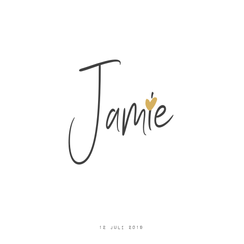 Rustig minimalistisch geboortekaartje met hartje voor een jongen