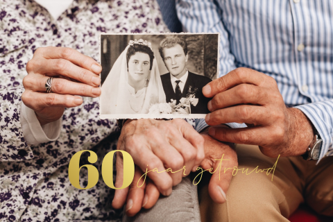 50 jarig huwelijks jubileum kaart met oude trouwfoto 60 jarig