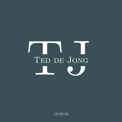 Geboortekaartje minimalistisch initialen blauw groen jongen