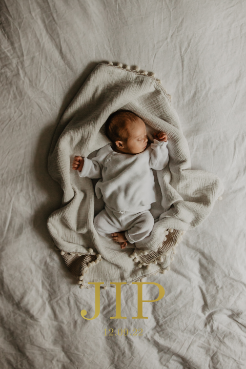 geboortekaartje jongen meisje newborn foto goudfolie